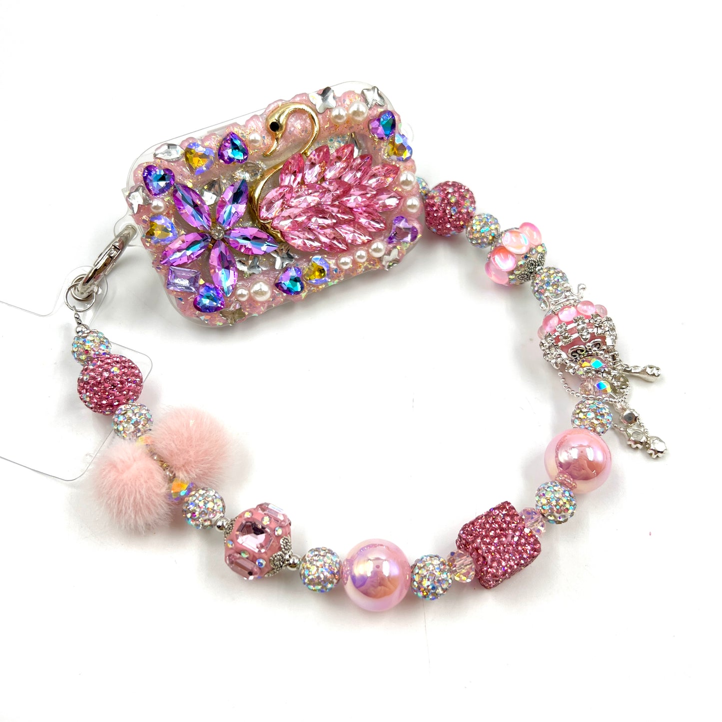 Handmade Phone Clip With Mirror - Cream Glue