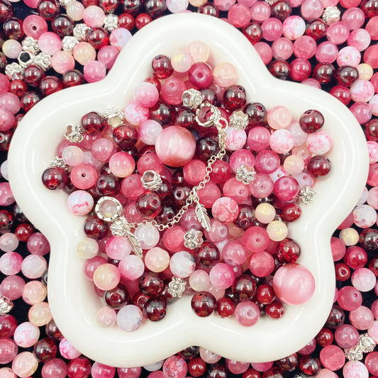 Cranberry Crush Beads Mix For Bracelet Making(Miki)