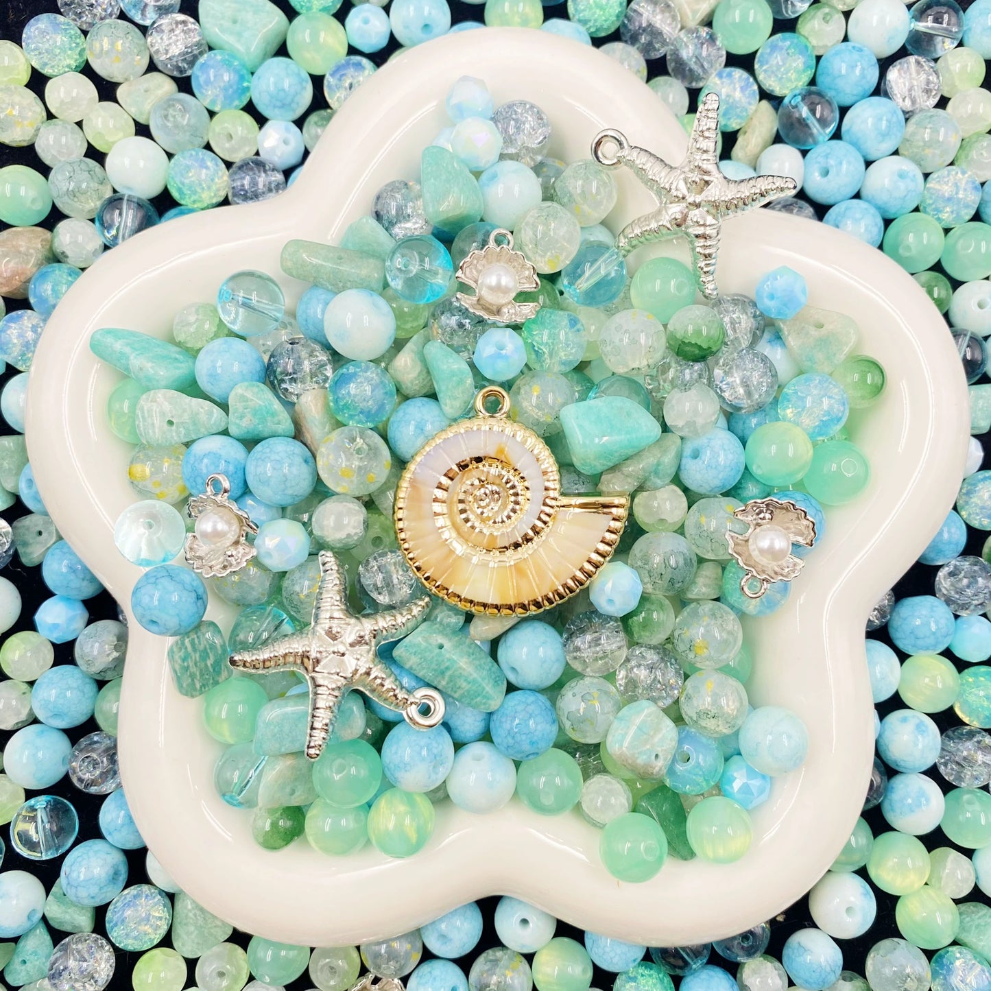 Sea-foam Symphony Beads Mix for bracelets making-BD