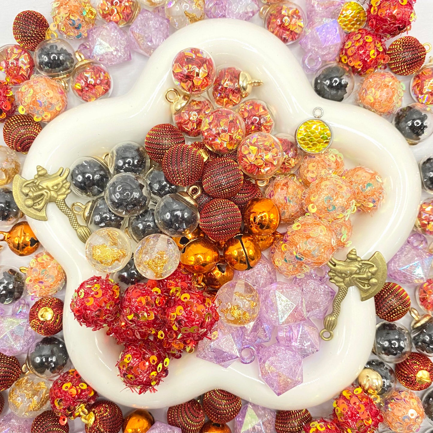 16mm Car Hanger/Ornament Making Beads Mix – 16mm Beads with Hooks, Acrylic/Resin/Glass Beads