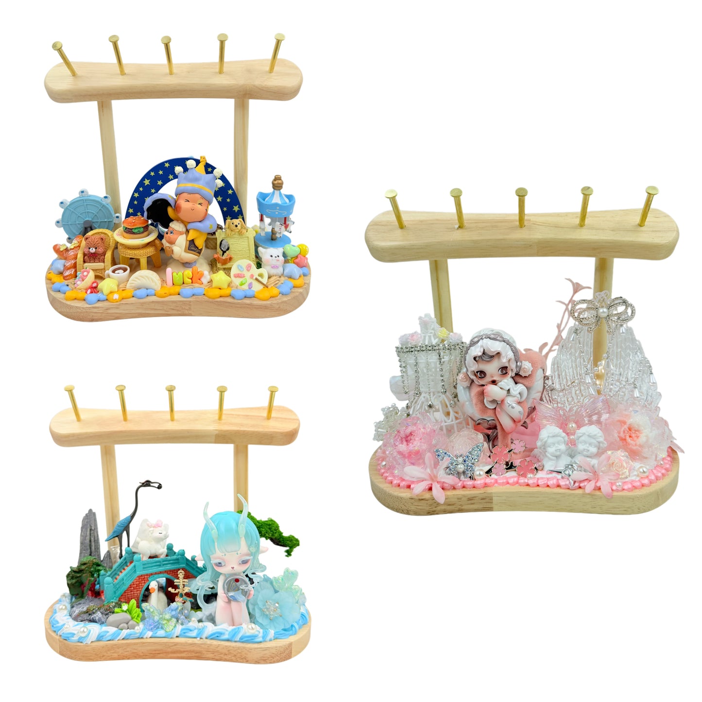 【20%OFF】Wooden Key Holder Stand with Cream Glue Doll DIY - Kosbling Handmade Blind Bag