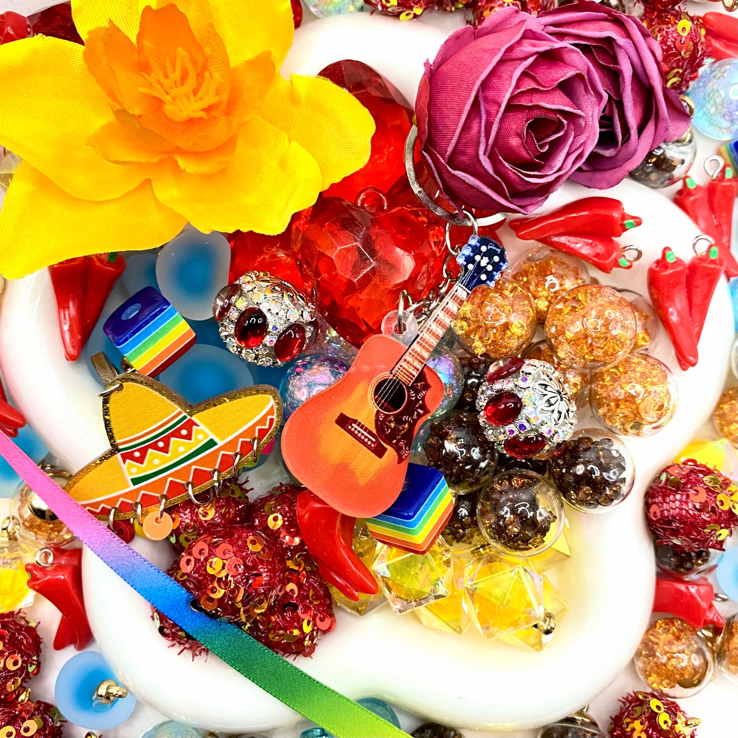 16mm Car Hanger/Ornament Making Beads Mix – 16mm Beads with Hooks, Acrylic/Resin/Glass Beads
