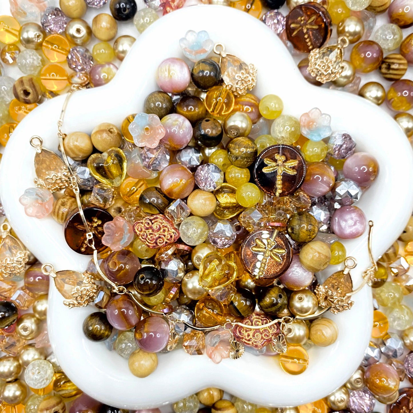 Jewelry Making Beads Mix for DIY Jewelry & Crafts – 8/10/12mm Glass, Resin & Metal Beads