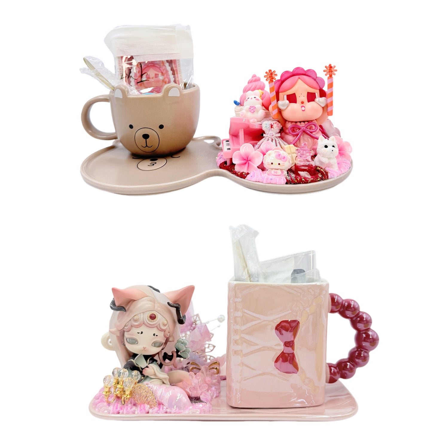 Handmade Ceramic Tea Cup and Plate with Cream Glue Doll DIY - Kosbling Blind Bag