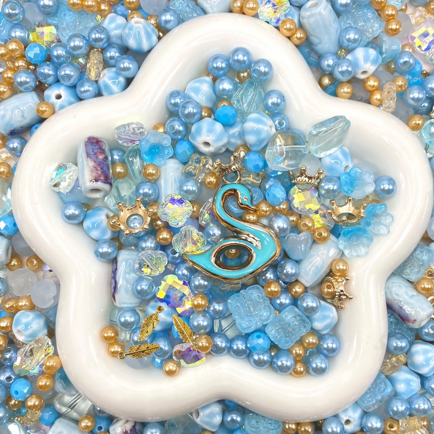 Jewelry Making Beads Mix for DIY Jewelry & Crafts – 8/10/12mm Glass, Resin & Metal Beads