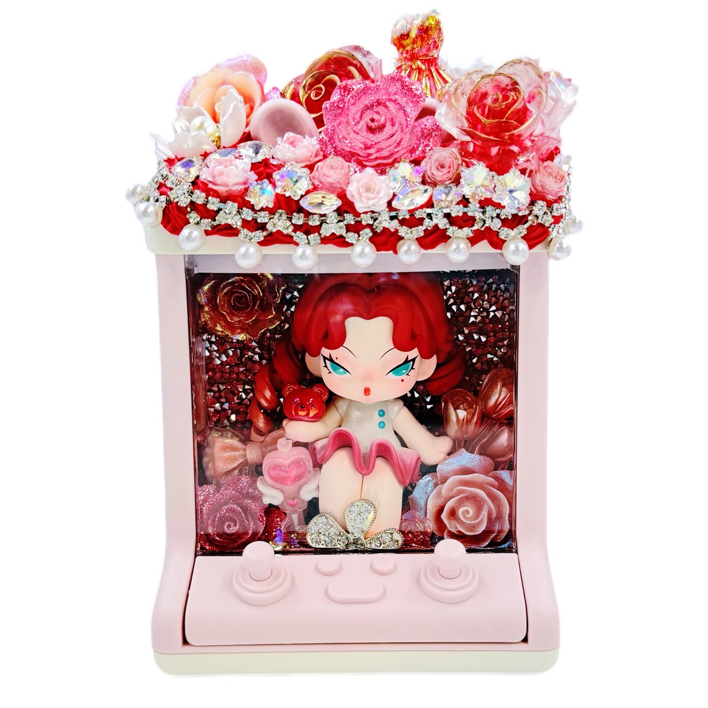 【20%OFF ONLY】Handmade Doll Game Console Shape Pen Holder, Cream Glue Floral Rhinestone Desk Decor DIY-Kosbling Blind Bag