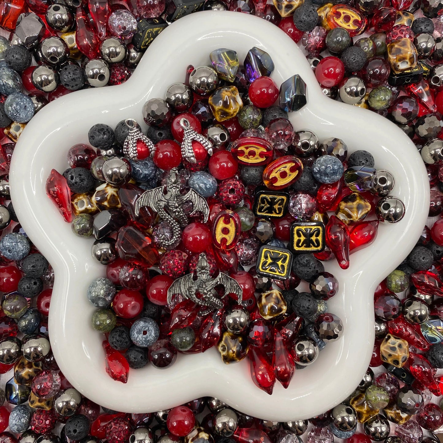 Jewelry Making Beads Mix for DIY Jewelry & Crafts – 8/10/12mm Glass, Resin & Metal Beads