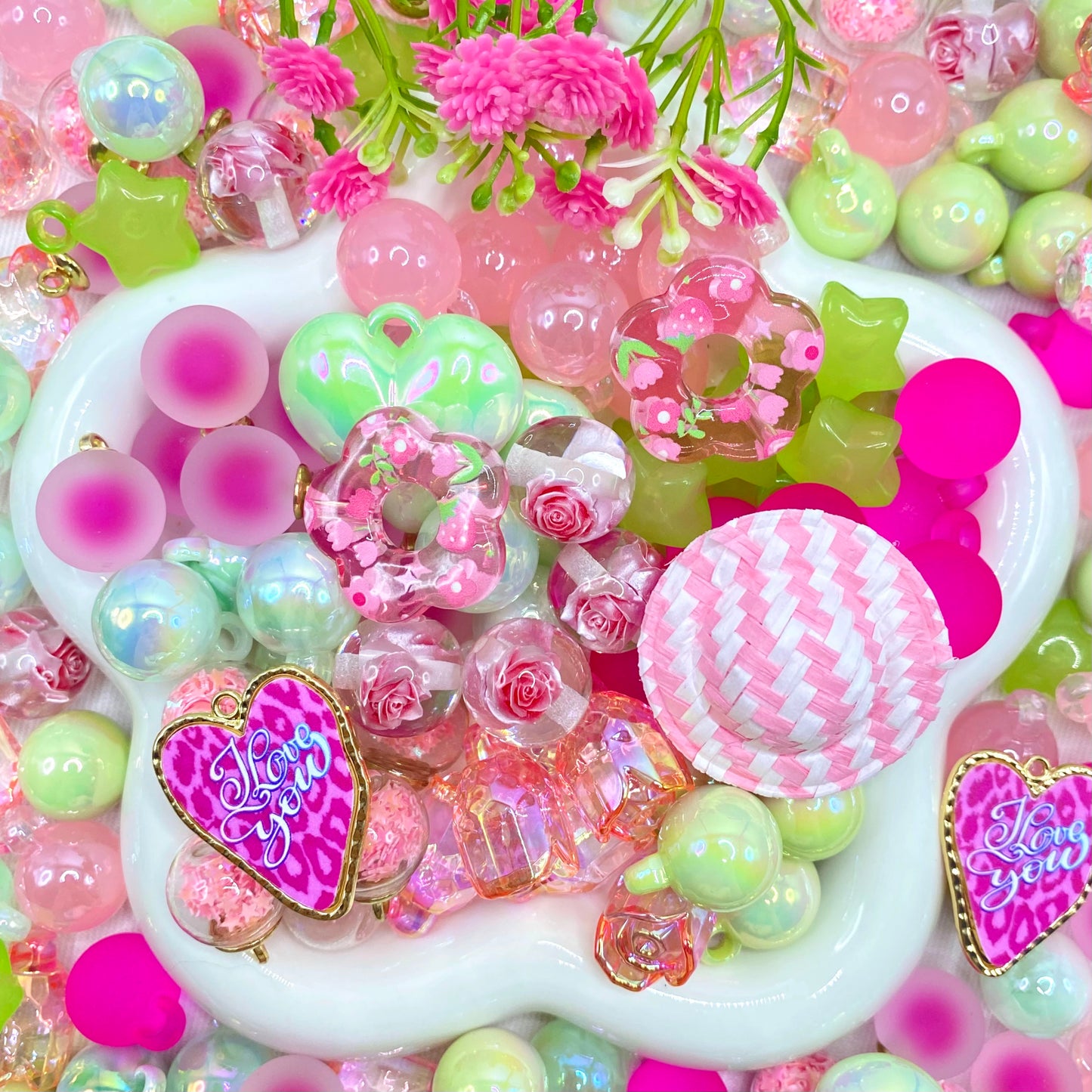 16mm Car Hanger/Ornament Making Beads Mix – 16mm Beads with Hooks, Acrylic/Resin/Glass Beads