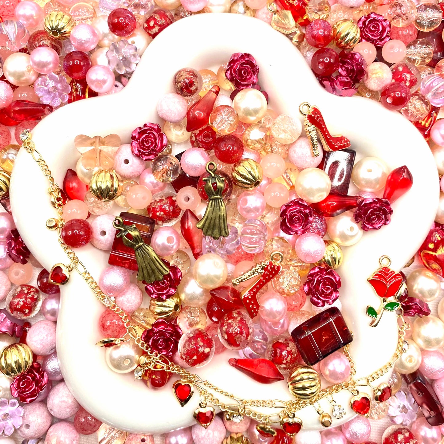 Jewelry Making Beads Mix for DIY Jewelry & Crafts – 8/10/12mm Glass, Resin & Metal Beads