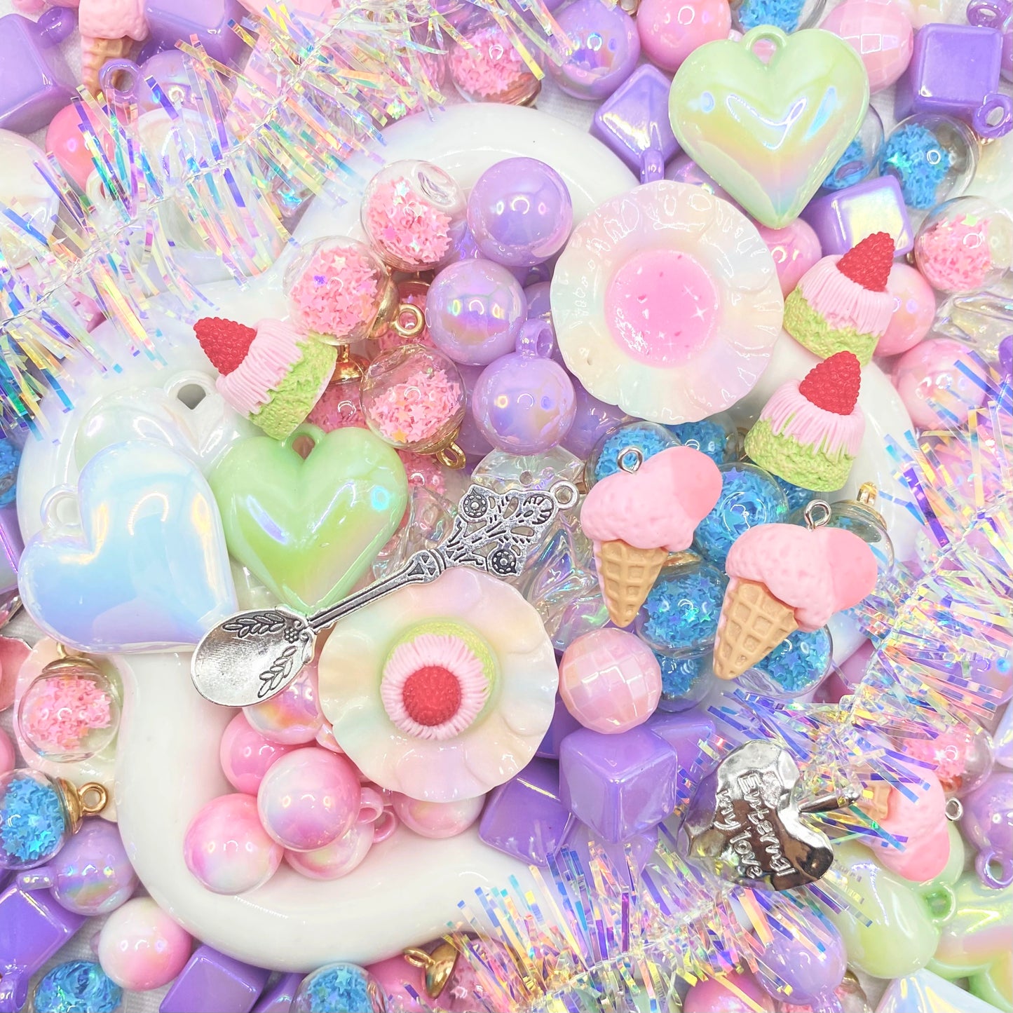 16mm Car Hanger/Ornament Making Beads Mix – 16mm Beads with Hooks, Acrylic/Resin/Glass Beads