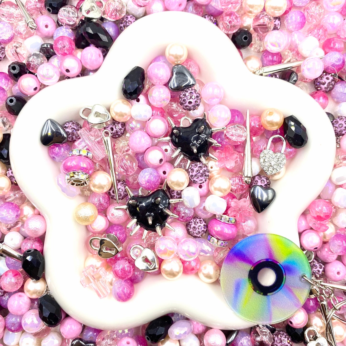 Jewelry Making Beads Mix for DIY Jewelry & Crafts – 8/10/12mm Glass, Resin & Metal Beads