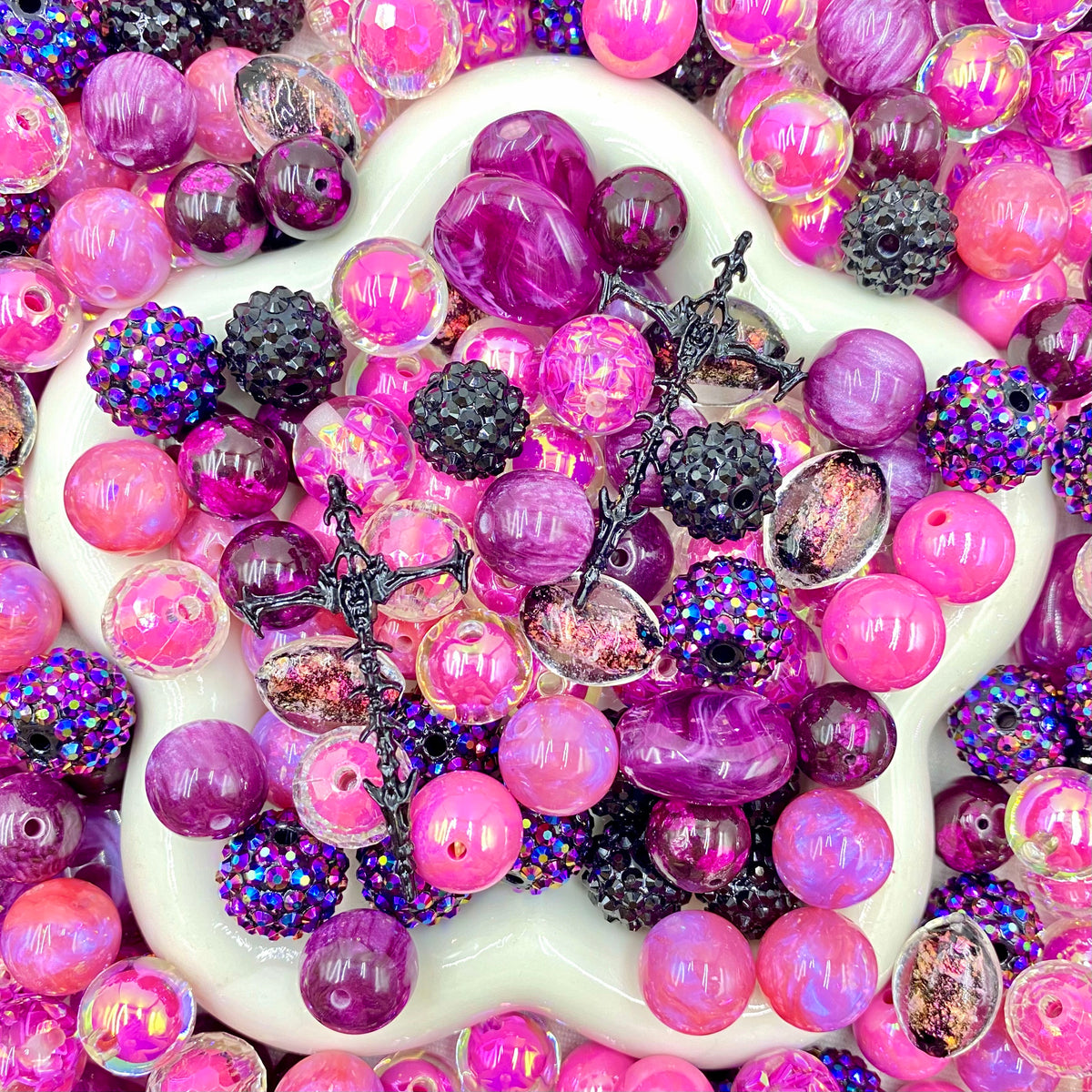 16mm Keychain/Pen Making DIY Beads Mix – 16/20mm Silicone, Resin & Acrylic Beads
