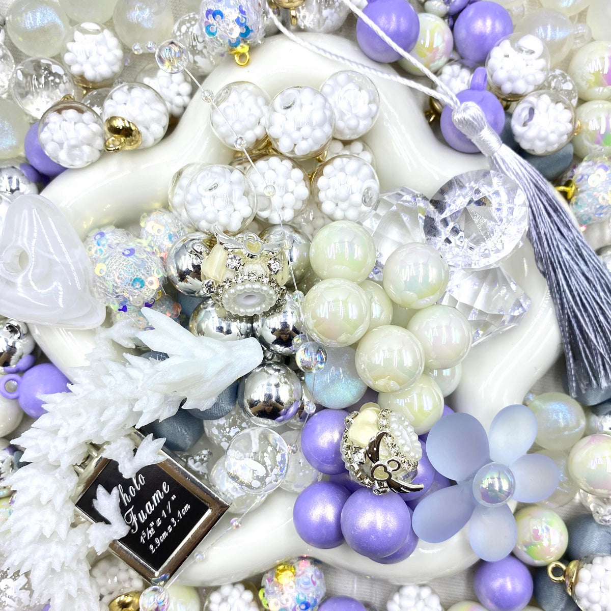 16mm Car Hanger/Ornament Making Beads Mix – 16mm Beads with Hooks, Acrylic/Resin/Glass Beads