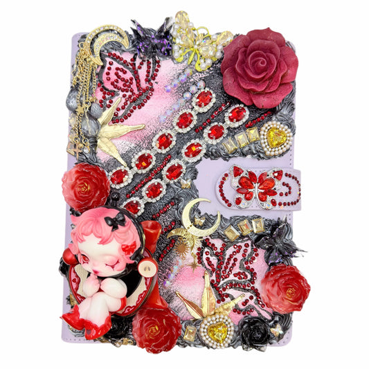 【20% OFF ONLY】Handmade Rhinestone Decorated Painted Notebook with Cream Glue Doll Diy - Kosbling Handmade Blind Bag