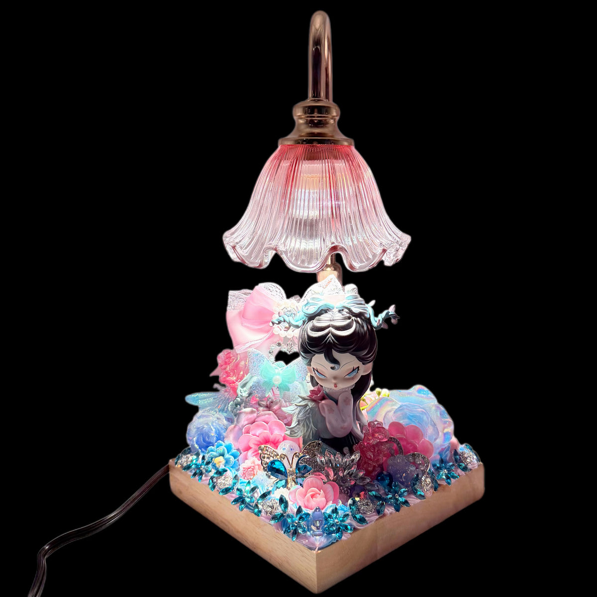 【20% OFF ONLY】Handmade Threaded Lily of the Valley Table Lamp With Cream Glue Doll Diy - Kosbling Handmade Blind Bag