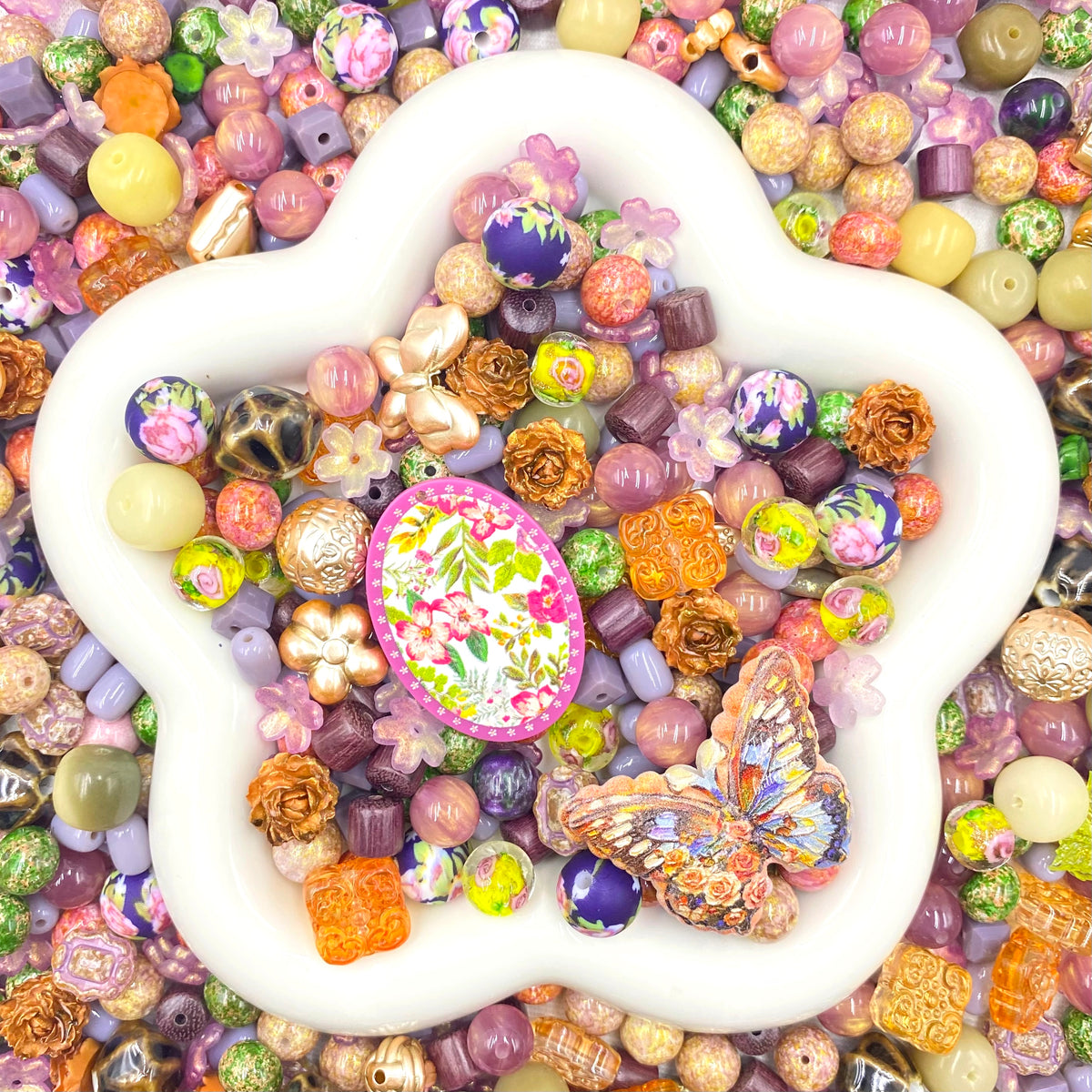 Jewelry Making Beads Mix for DIY Jewelry & Crafts – 8/10/12mm Glass, Resin & Metal Beads