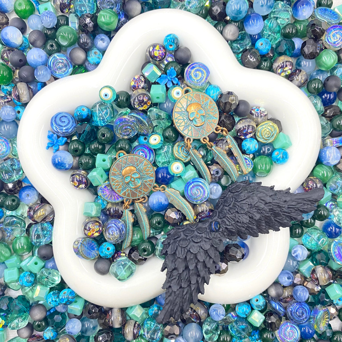 Jewelry Making Beads Mix for DIY Jewelry & Crafts – 8/10/12mm Glass, Resin & Metal Beads