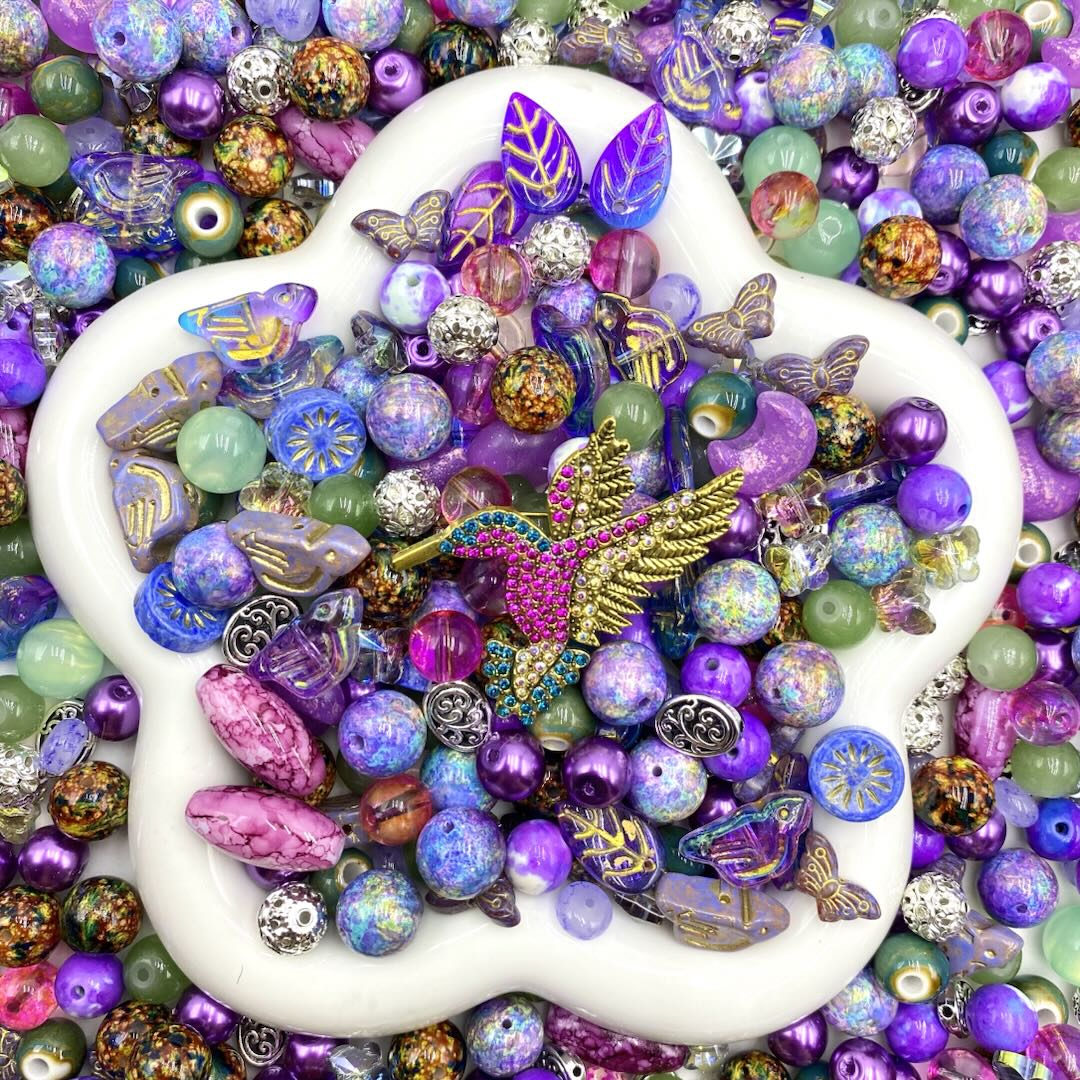 Jewelry Making Beads Mix for DIY Jewelry & Crafts – 8/10/12mm Glass, Resin & Metal Beads