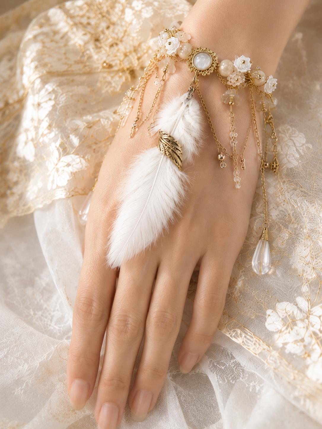 Handmade Floral Bracelets - Feather  KJ1