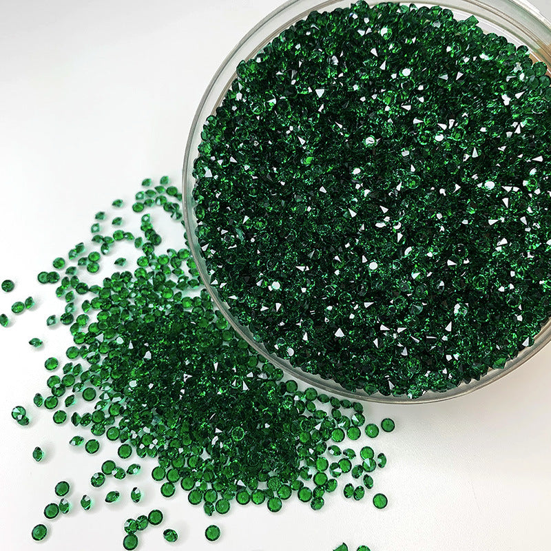 3mm(0.12 in) Green Diamond Pointyback Transparent Resin Rhinestone (No Luminous) - 9 Colors