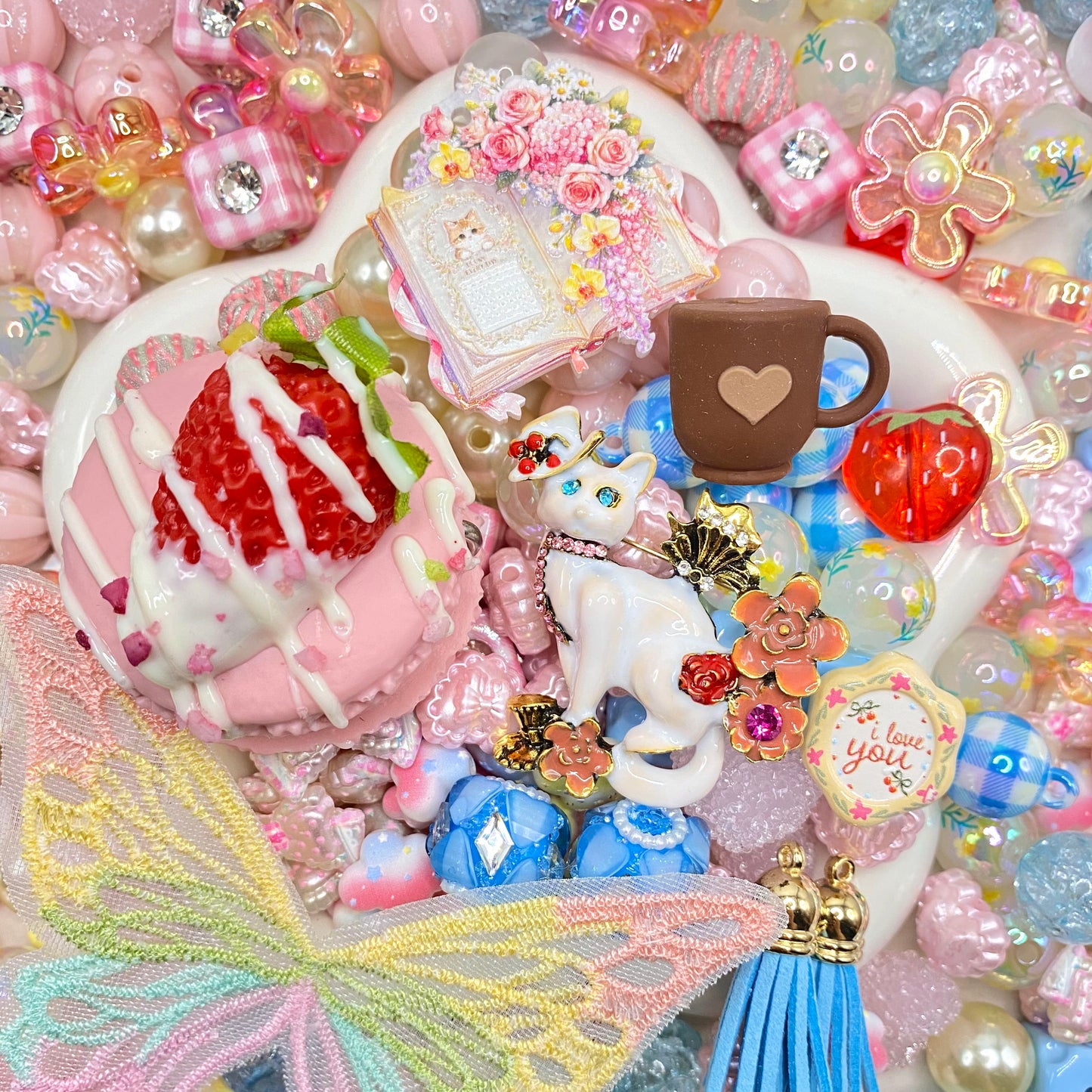 【Buy One Get One Equal Volume For Free】Cat Coffee Beads Mix For Keychains(Miki)-BD