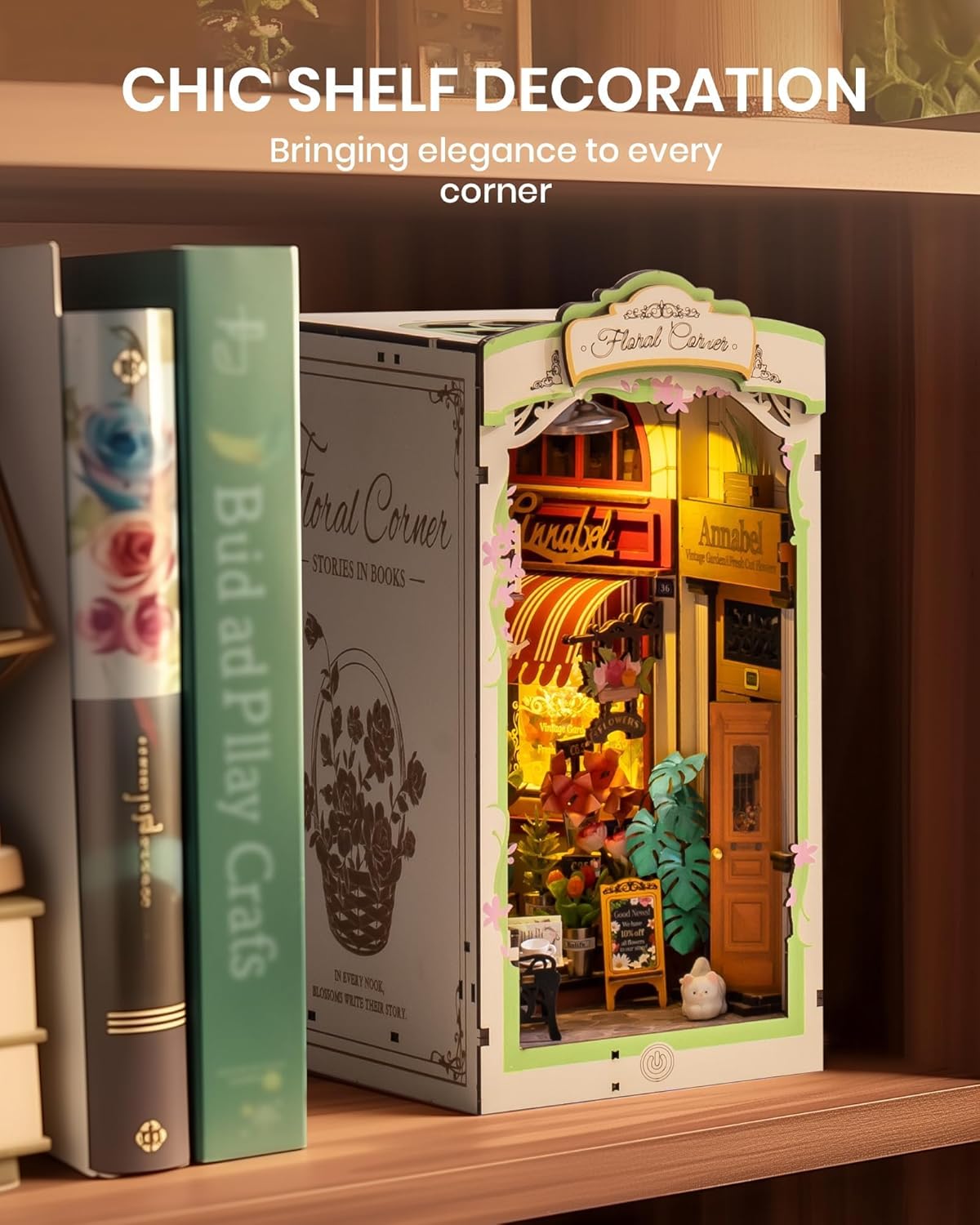 Floral Corner -  3D Wooden Puzzle Booknook