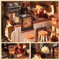 Coffee Shop - Miniature Dollhouse Kit with LED Lights