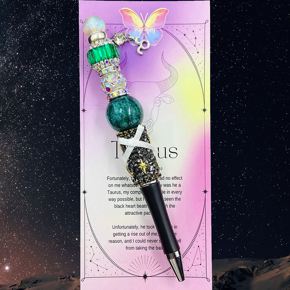 Celestial Scribe - 12 Zodiac Sign  Beaded Pen, Kosbling Handmade