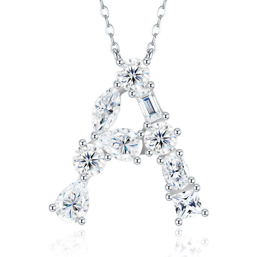 Slender Letter Multi-Moissanite Necklace