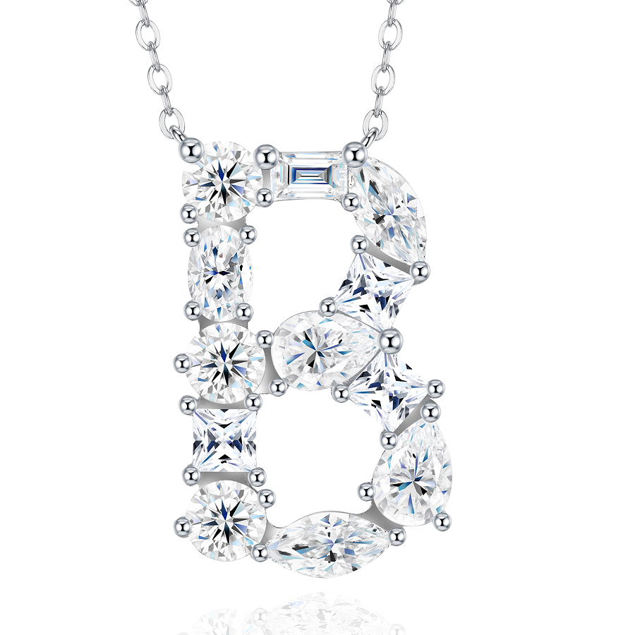 Slender Letter Multi-Moissanite Necklace