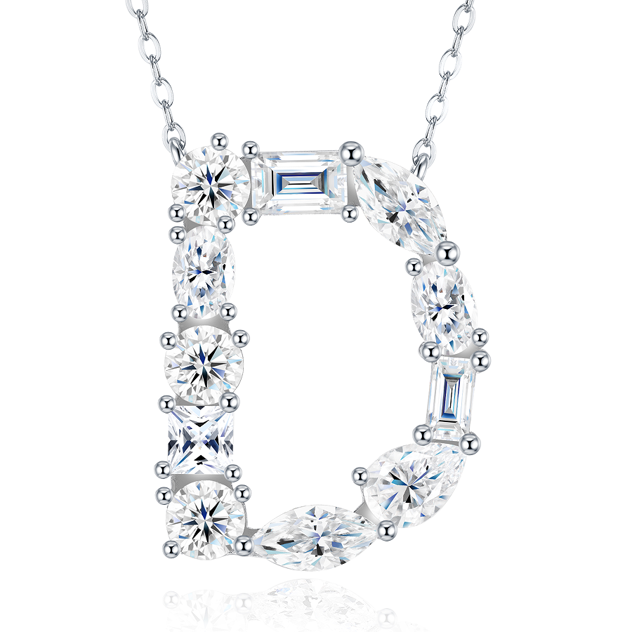 Slender Letter Multi-Moissanite Necklace