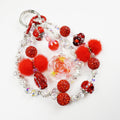 Kosbling Rose Resin Keychain With Red Fluffy Mini Ball