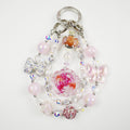 Kosbling Rose Resin Keychain With Pink Beads And Bowtie