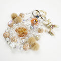 Kosbling Rose Resin Keychain With Beige Fluffy Mini Ball And Puppy