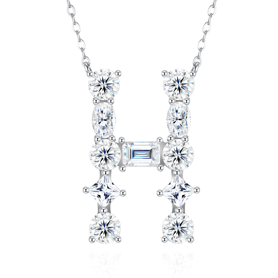 Slender Letter Multi-Moissanite Necklace