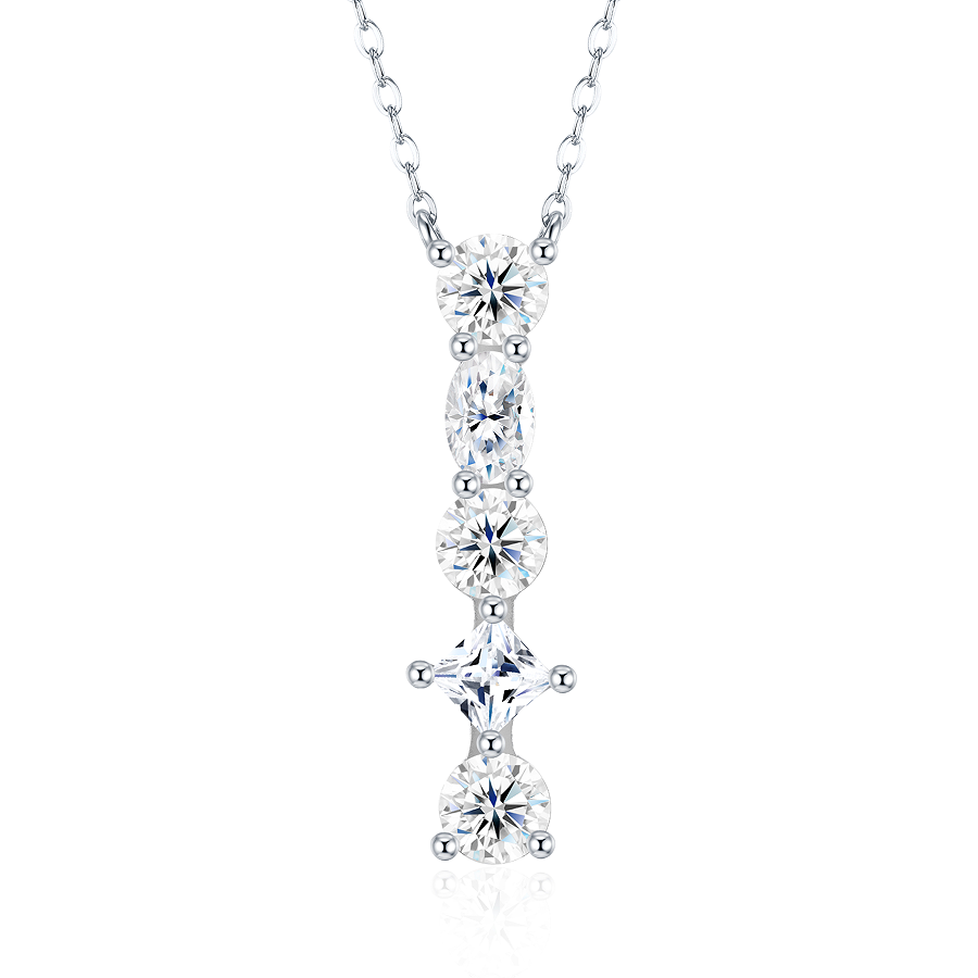 Slender Letter Multi-Moissanite Necklace