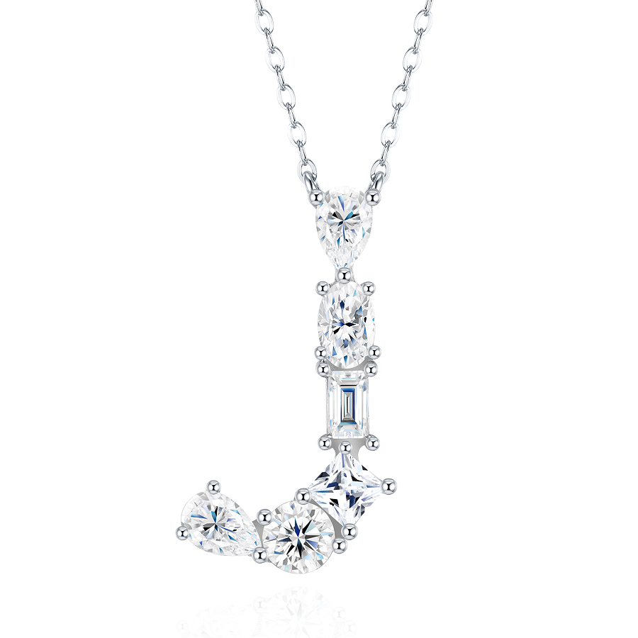 Slender Letter Multi-Moissanite Necklace