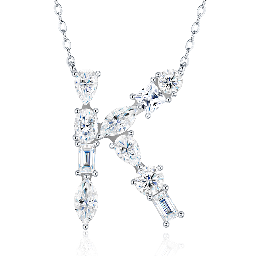 Slender Letter Multi-Moissanite Necklace