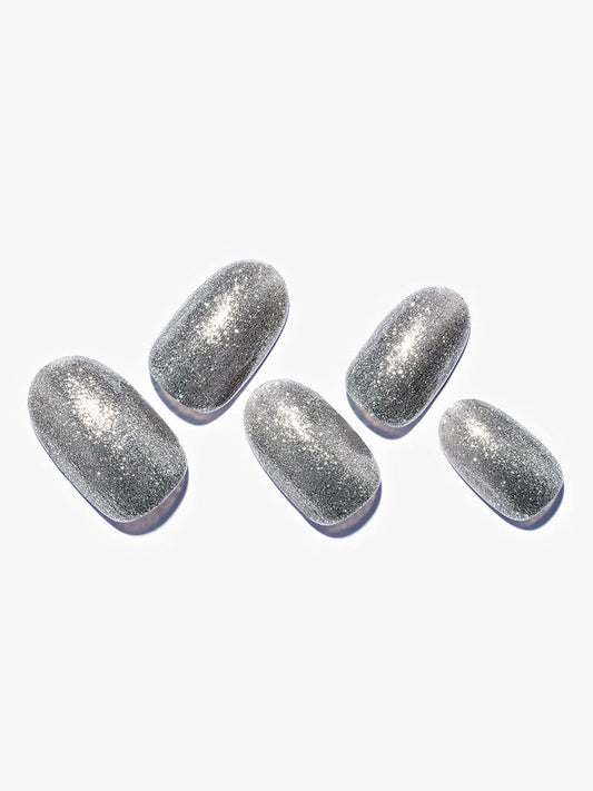 24 pieces(Kosbling Nail Glitter Series)Silver (Handmade)/Oval -PN