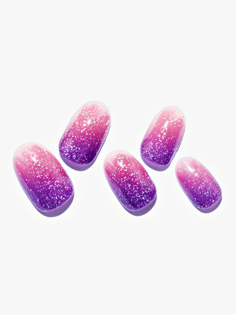 24 pieces(Kosbling Nail glitter Series)Thermo/Purple Sunset (Handmade)/Oval -PN