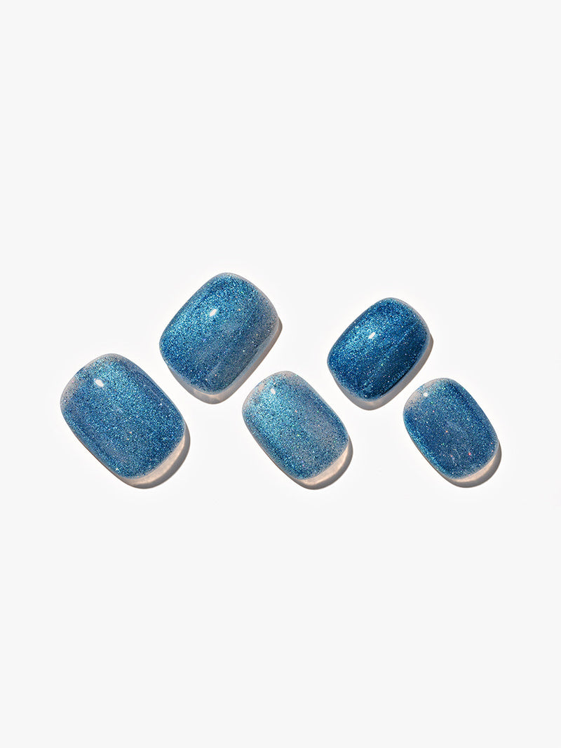 24 pieces(Kosbling Nail Cat Eye Series)Frosty Azure  (Handmade) -PN