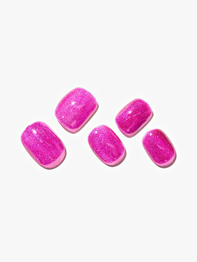 24 pieces(Kosbling Nail Cat Eye Series)Glittering Pink (Handmade) -PN