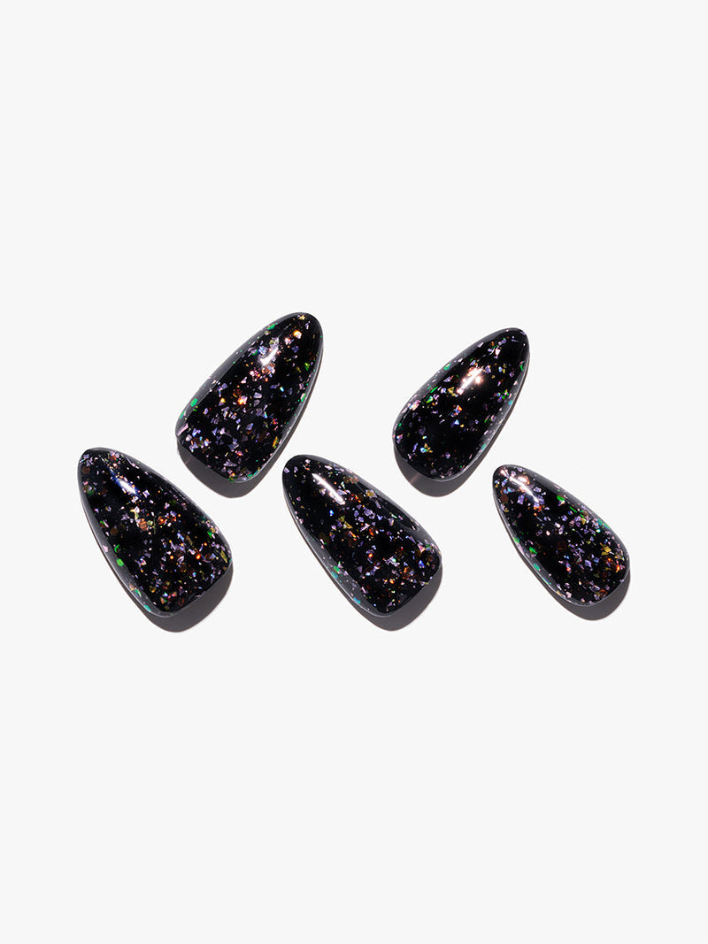 24 pièces (série de paillettes Kosbling Nail) Black Magic (fait à la main) -PN