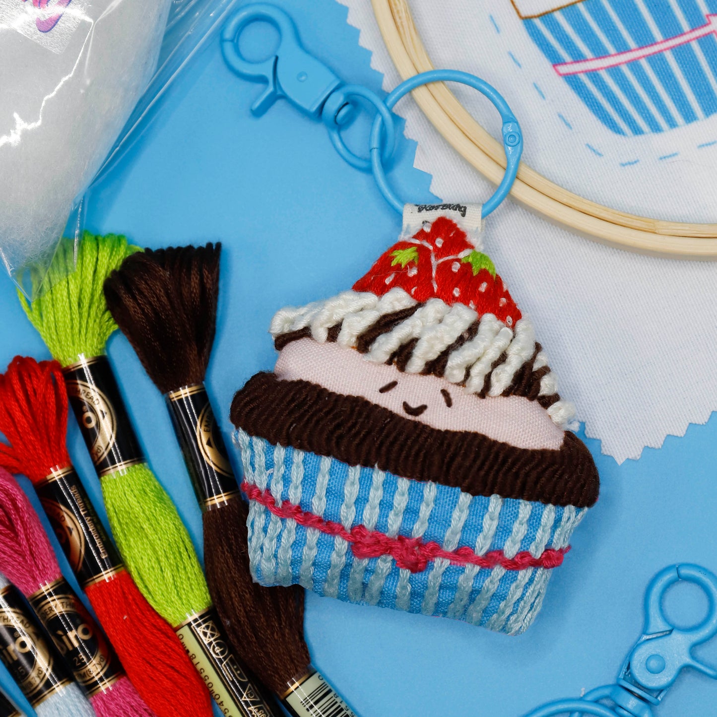 Cupcake - Embroidery  Pendant DIY Kit