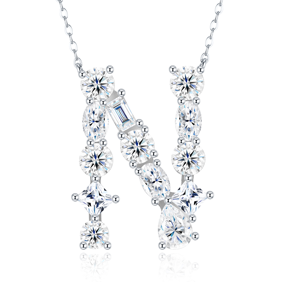 Slender Letter Multi-Moissanite Necklace