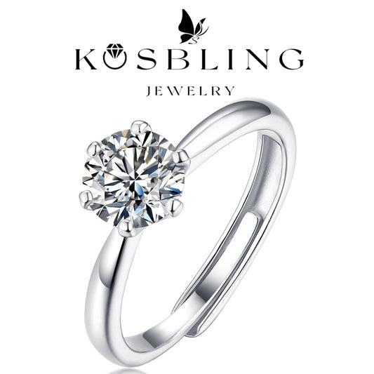 1Carat Moissanite Ring (Adjustable Size) (#MS9922) - BL1