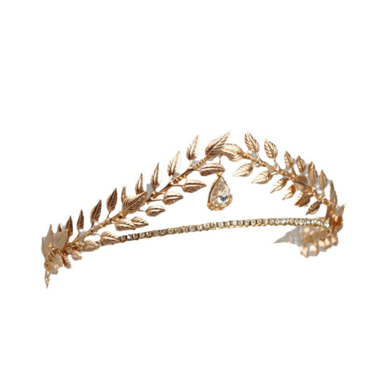 Vintage Gold Leaf Baroque Tiara - HO1