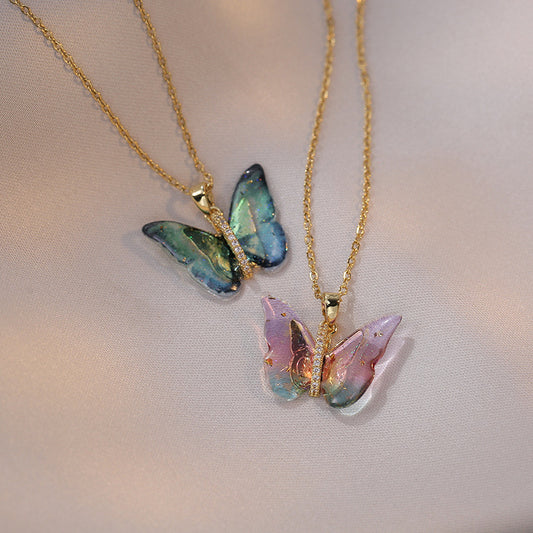 【Discount】zircon-encrusted butterfly necklace with a gradient iridescent effect - NK1