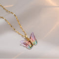 【Discount】zircon-encrusted butterfly necklace with a gradient iridescent effect - NK1