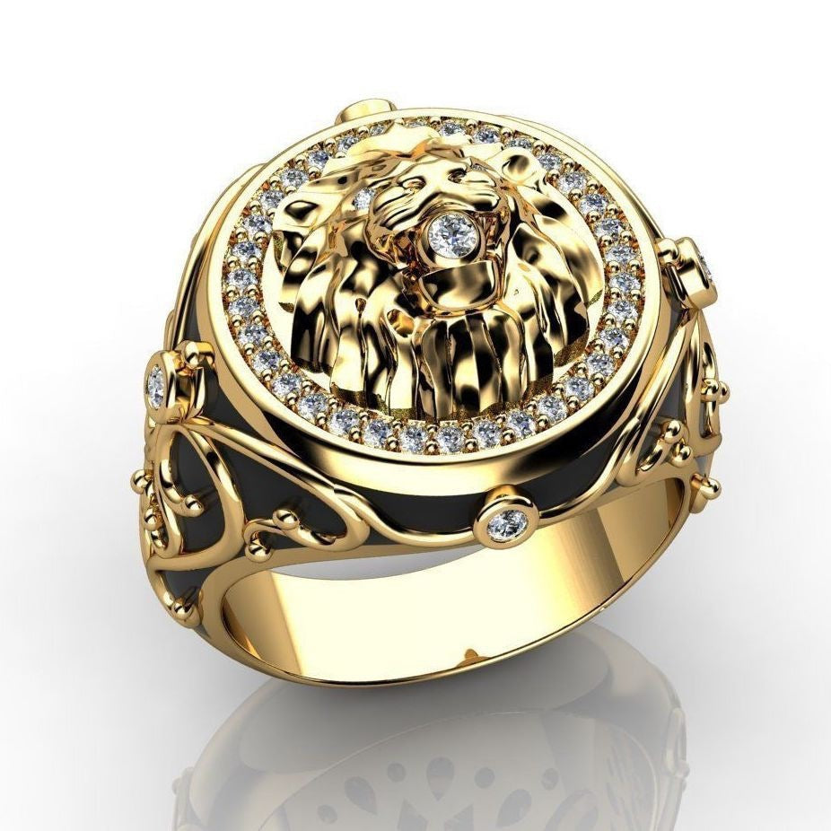 【Discount】Zircon Inlaid Lion Ring - BL1